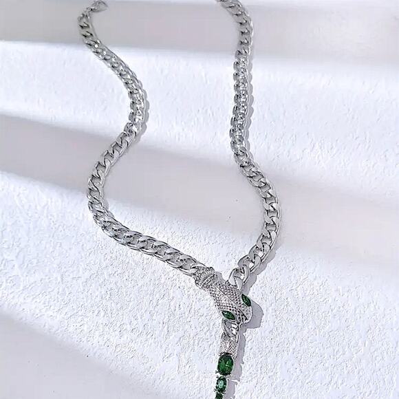 Stainless Steel Snake Choker Necklace Chain Link Sterling Silver Plated - Picture 3 of 3
